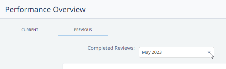 Screenshot: Selecting Completed Reviews: to select a past review