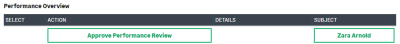 Screenshot: Approve Performance Review action in WX