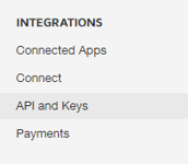 Screenshot: Selecting API and Keys