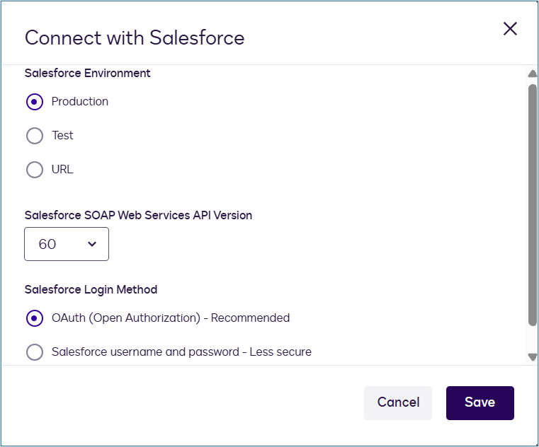 Connect to Salesforce with OAuth.