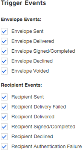 Screenshot: Selecting all options under Trigger Events for testing purposes