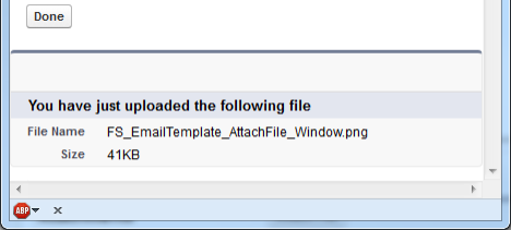 Screenshot: Upload confirmation section in a browser's Attach File window