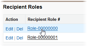 Screenshot: Selecting a Recipient Role