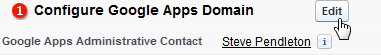 Screenshot: Selecting Edit for Google Apps Domain