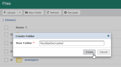 Screenshot: create a folder