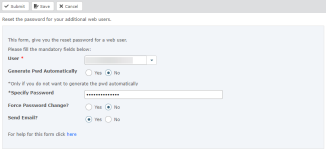 Screenshot: change password form