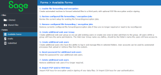 Screenshot: configuration forms