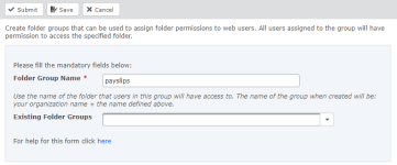 Screenshot: create additional web users configuration form