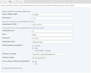 Screenshot: enable file forwarding and encryption configuration form
