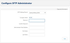 Screenshot: configure SFTP administrator