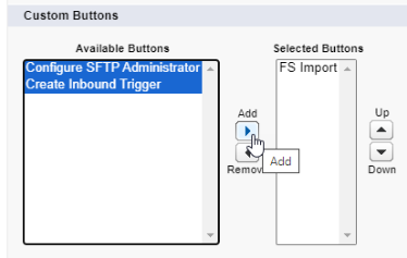 Screenshot: select the buttons and move them to the Selected Buttons panel