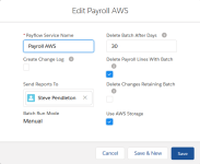 Screenshot: Payflow Service edit page