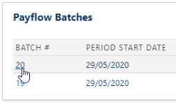 Screenshot: Selecting a Payflow batch