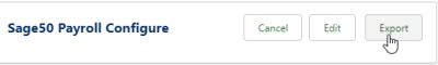 Screenshot: Selecting Export for a Payflow service