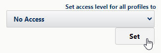 Screenshot: set access level for all profiles menu