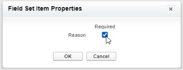 Screenshot: The Required checkbox in the Field Set Item Properties dialog