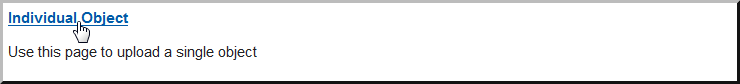 Screenshot: Selecting Individual Object from the Data Loader home page