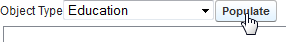 Screenshot: Selecting Populate after selecting an object