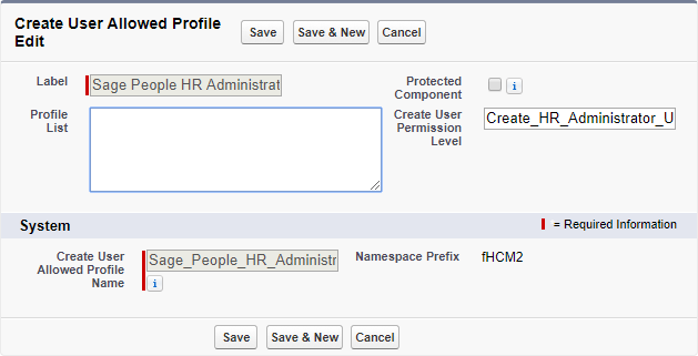 Screenshot: Create User Allowed Profile Edit page