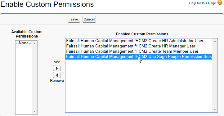 Screenshot: Selecting a Permission Set to remove