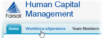 Screenshot: Workforce eXperience tab in the HR Manager portal