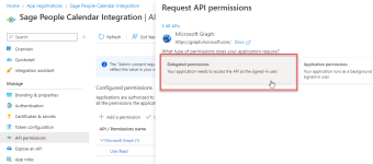 Screenshot: select delegated permissions