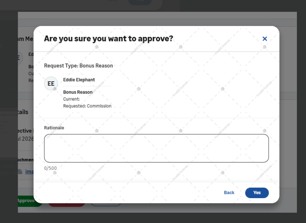 HR Request details page before.