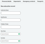 Screenshot: updated Education History process page in WX