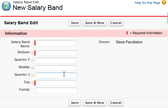 New Salary Band page