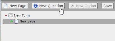 Screenshot: new question button