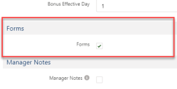 Screenshot: enable forms checkbox