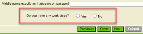 Screenshot: option button question displayed on a form page