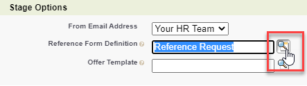 Screenshot: reference form definition, lookup 