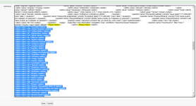 Screenshot: pasting country code options into the form definition