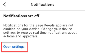 Screenshot: mobile app notification settings