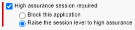 Screenshot: high assurance session required