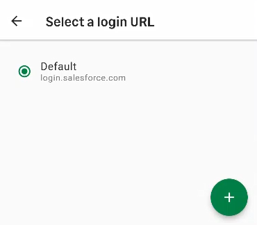 Screenshot: app setup - select a login URL