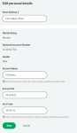 Screenshot: Personal Details Edit view