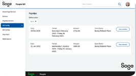 screenshot of new WX payslips screen