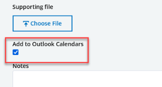 Screenshot: add to outlook calendar option