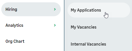 Screenshot: Selecting the Service hosting the My Applications process from the WX menu