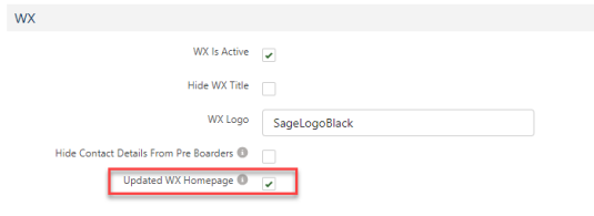 Screenshot:the updated wx homepage setting on the policy configuration page