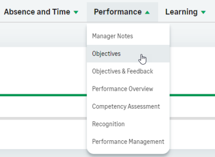 Screenshot: select the objectives process on the team member's profile