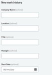 Screenshot: New Work History view