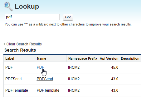 Screenshot: select the Visualforce page for the site