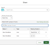 Screenshot showing share dialog with user list displayed