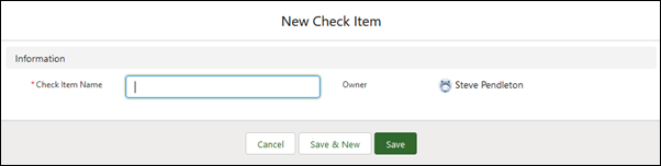 Screenshot of New Check Item dialog before completion