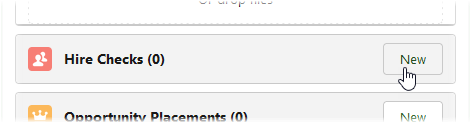 Screenshot of Hire Checks related list title bar with New button selected