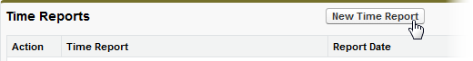 Screenshot: Selecting the New Time Report button from Time Reports related list