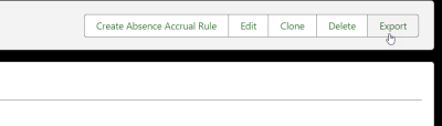 Screenshot: Selecting Export for an absence accrual pattern